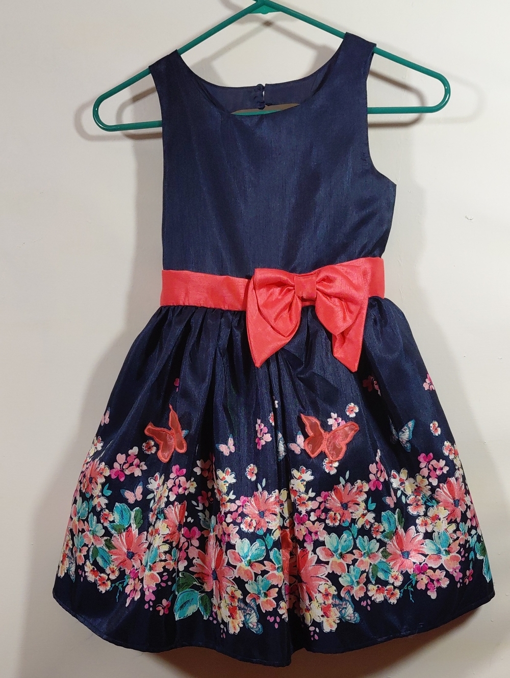 Lilt Girl's Toddler Navy Floral Sleeveless Butterfly Accent Dress Size 8